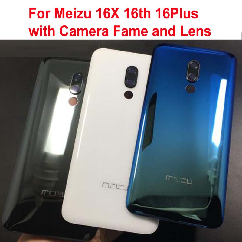 Back Battery Cover Housing Door Rear Case with Camera Frame Glass Lens For Meizu 16X 16th 16Plus +STICKER Adhesive