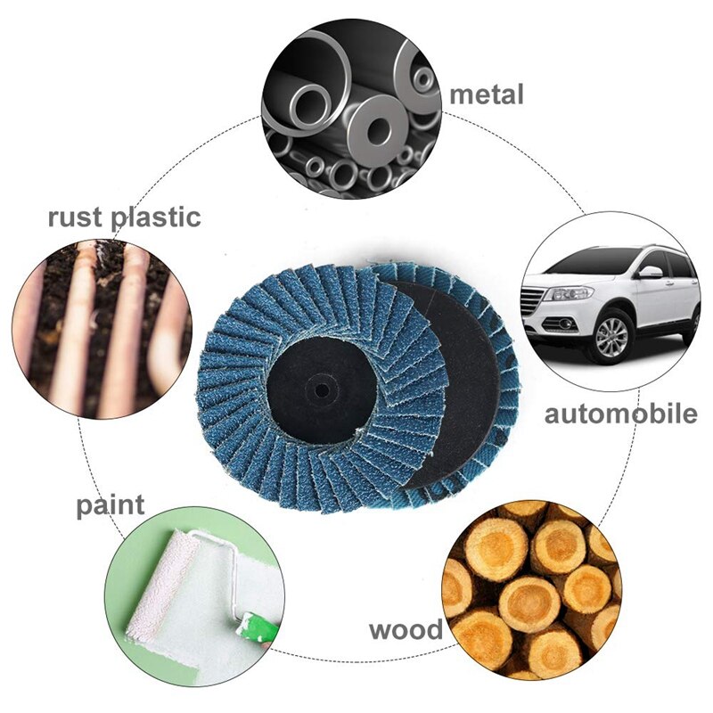 30PCS Flap Disc 2 Inch Zirconia Flat Flap Disc Roloc Roll Lock Grinding Sanding Sandpaper Wheels 40/60/80 Grits