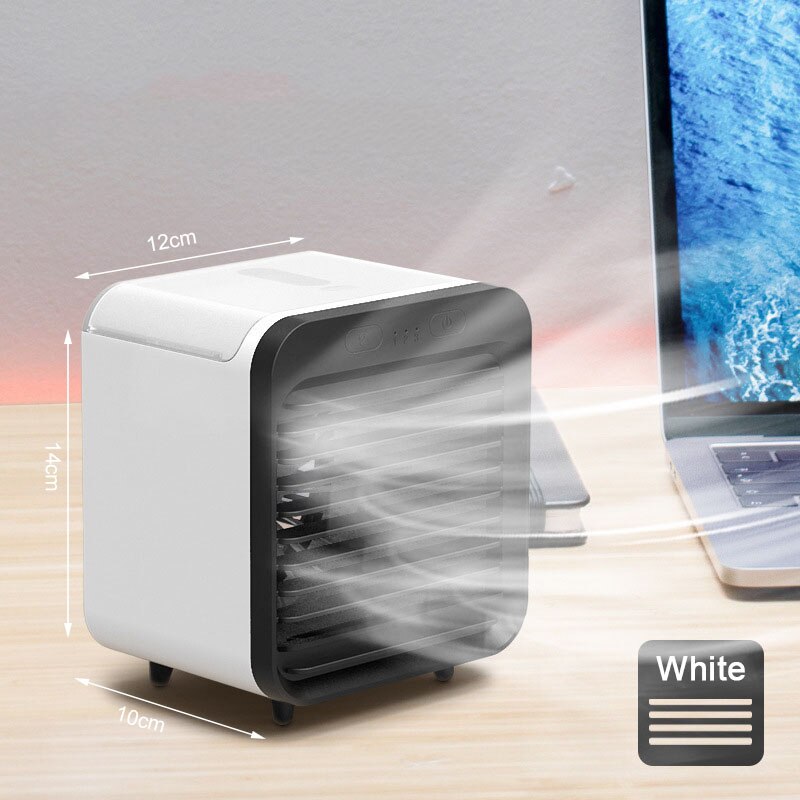 Draagbare Mini Air Conditioner Desktop Ventilator 5000Mah Usb Oplaadbare Luchtkoeler Tafel Cooling Mist Fan Luchtbevochtiger Voor Office Home: Mini Fan-White