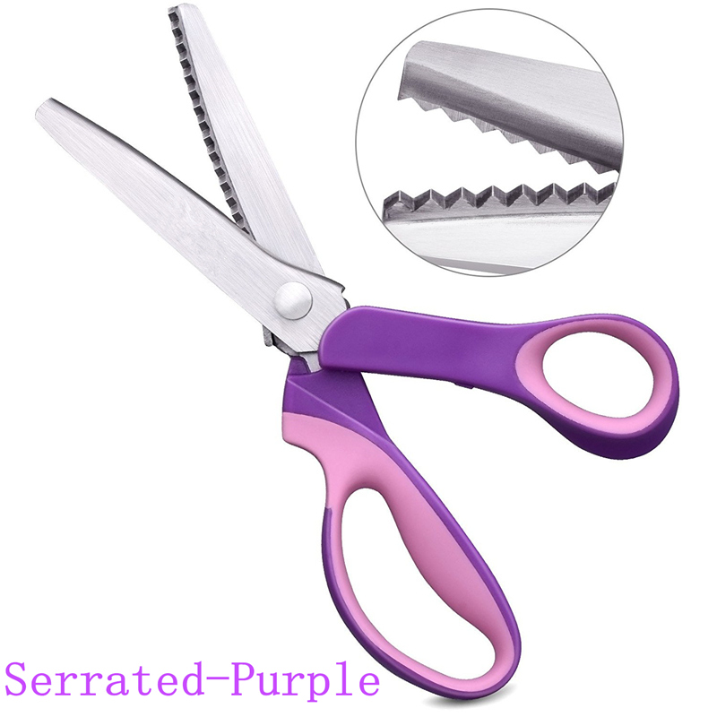 Scalloped Serrated Shears Sewing Cut Tailor Leather Handicraft Fabric Upholstery Dressmaking Sewing Craft Scissors: Triangle-Purple