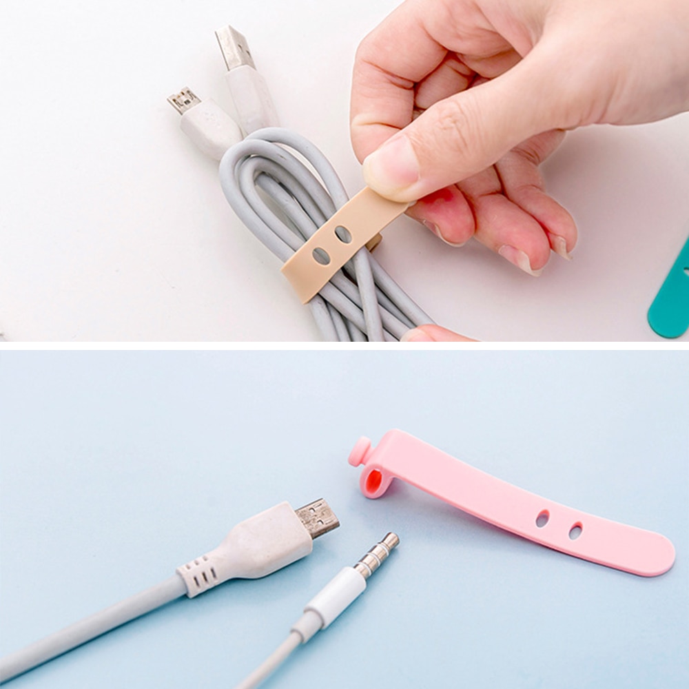 4PCS/lot Cable Winder Silicone Cable Organizer Wire Wrapped Cord Line Winder for Wired Headphones Earphones Cable Organizer Ties
