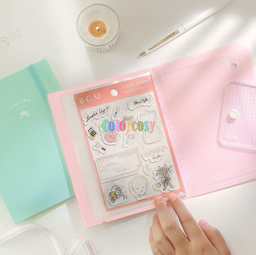 Japan BGM Clear Stamp Album Book, Acrylic Stamping Clear Block, Transparent Clear Stamps Seal,for Scrapbooking Craft Card Making