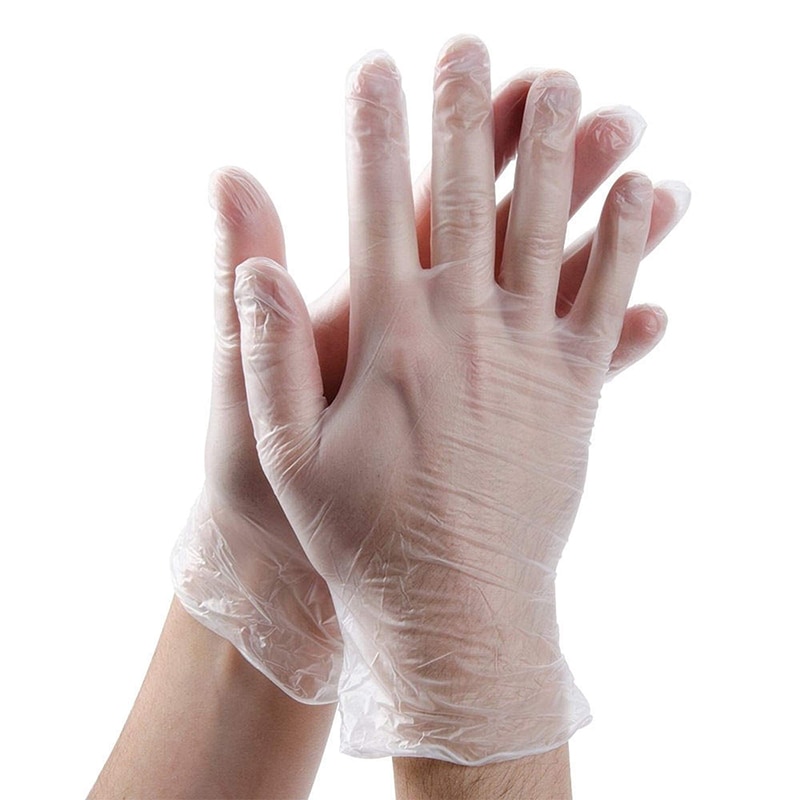 100 Pcs Disposable Powder-Free Vinyl Gloves Food Safe Clear PVC Transparent Exam Glove Cleaning Small Medium Large XLarge XL