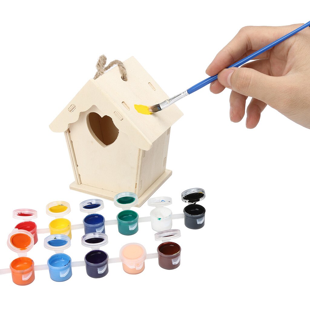 Wooden Bird Feeder Hanging for Garden Yard Decoration Hexagon Shaped With Roof Outdoor Bird Nest Wooden Arts #YL10: F