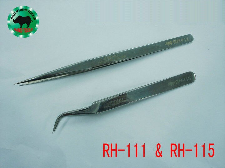 1 Set 2 stks RH-111, RH-115 Tang Spiegelende Precisie Super Hard Sharp Pincet Voor Repareren Horloge Mobiele of Verwerking Sieraden
