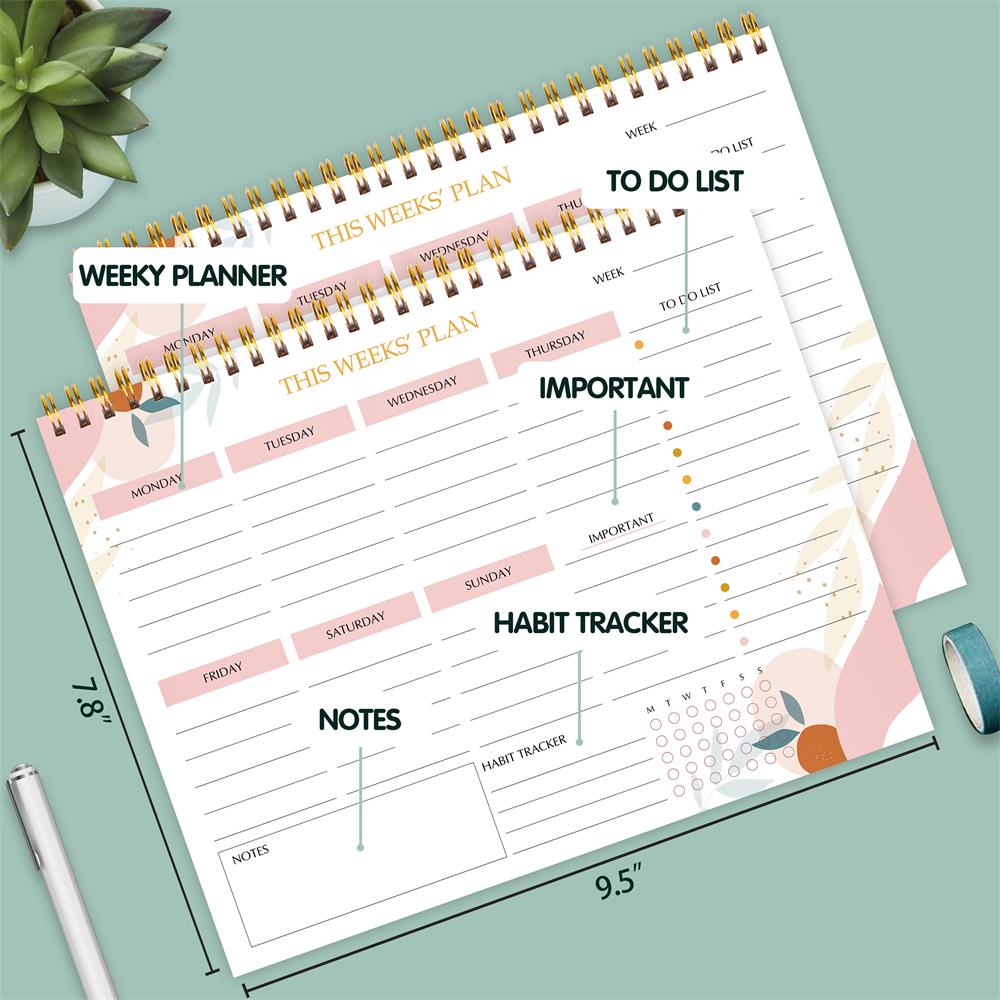 Daily Weekly Planner Calendar Schedule Appointment Book Journal Notebook Undated Spiral Agenda Notepad 52 Weeks Monthly Diary