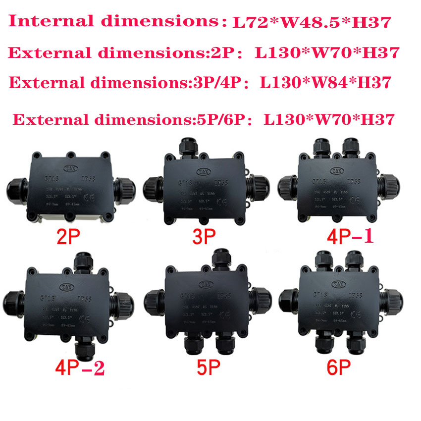 2/3/4/5/6 Way Outdoor Waterproof IP68 Electrical Cable Wire Connector Junction Box With Terminal for Electrical Wiring Accessori