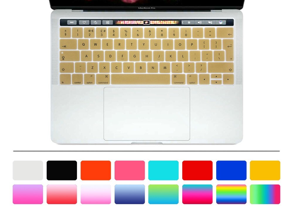 Hrh Engels Eu Silicone Toetsenbord Cover Skin Protector Voor Mac Newpro 13 "A1706 A2159 Pro 15" A1707 Met touch Bar