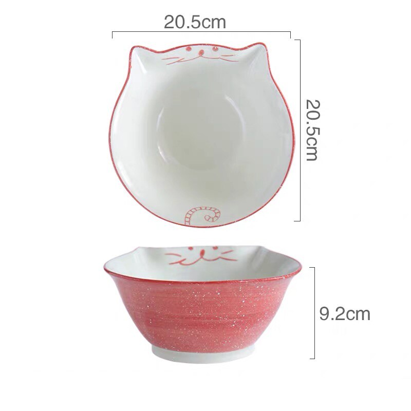 Japansk tecknad söt katt keramik soppskål handmålad porslin ris nudelskål middag dessert biff sallad tallrik servis: 8 tums skål a