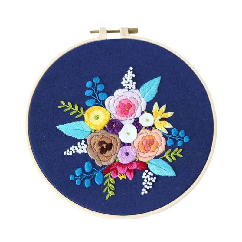 DIY Embroidery Materials Package Plant Flower Heart Handcraft Embroidery Kits For Beginners Craft Embroidery Making Products: green