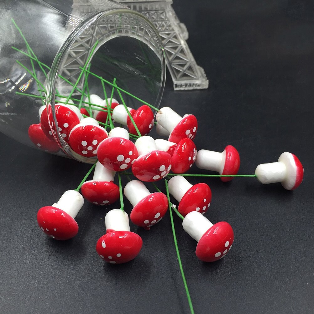 30Pcs/set 2cm Artificial Mini Mushroom Miniatures Fairy Garden Moss Terrarium Resin Crafts Decorations Stakes Craft For Home