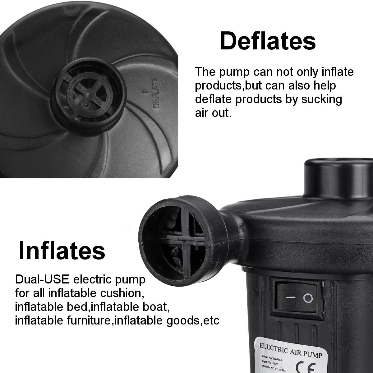 Elektrische Opblaasbare Pomp Quick Lucht Vullen Compressor Met 3 Nozzles Voor Auto Camping Reddingsboei Boot Kussen Thuisgebruik