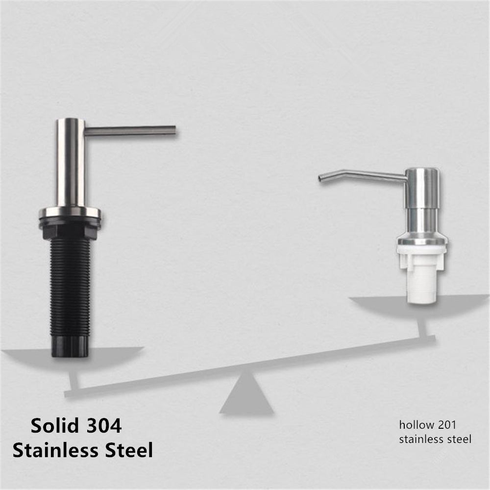 Built-in Pump Kitchen Liquid Soap Dispenser Bottle Stainless Steel Brushed Black Detergent Dispenser Hand Pressure Sink Counter