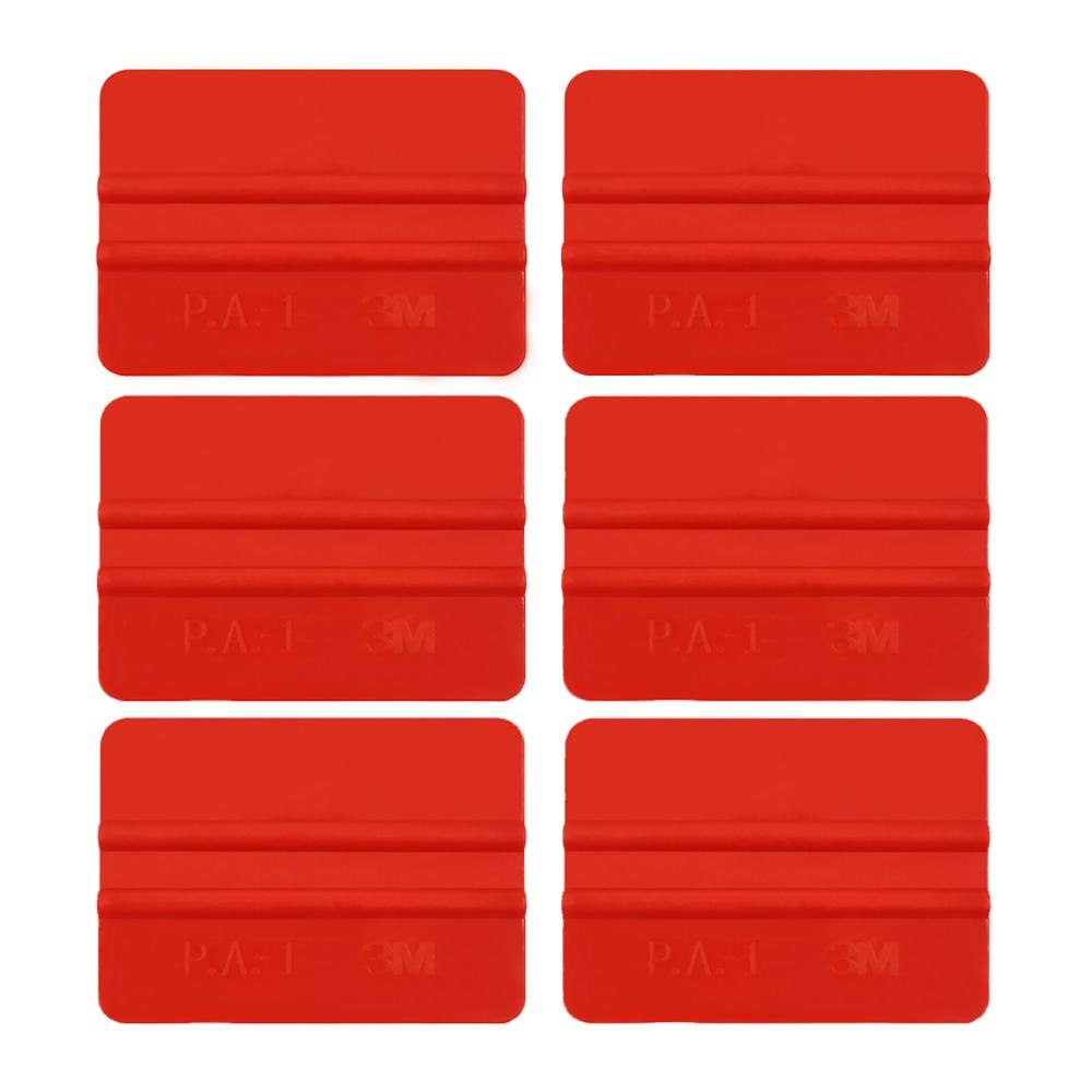 6pcs Red Plastic Vinyl Tinting Squeegee Car Decal Wrapping Film Fitting Tool Vinyl Install and Glass Cleaning Scraper 6A76
