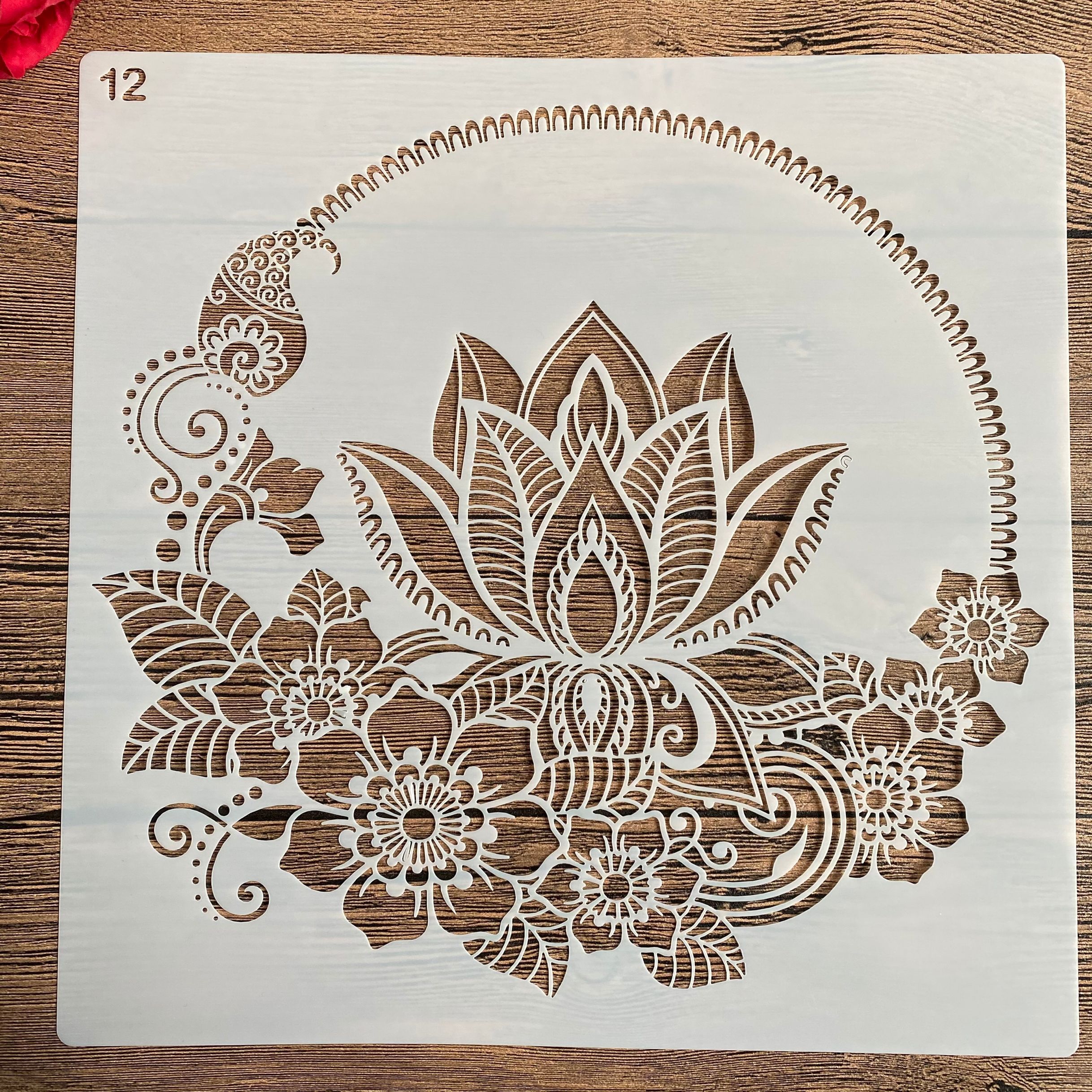Molde de mandala para manualidades diy, tamaño de 30x30cm, para pintar plantillas, estampadas álbum de fotos, tarjeta de papel en relieve en madera, tela, pared 2022