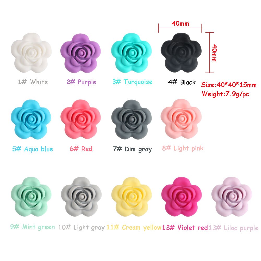 Kovict 10 stk silikone rose perler bpa gratis babybørster perler blomst form babybitringer til babybørser halskæde fremstilling