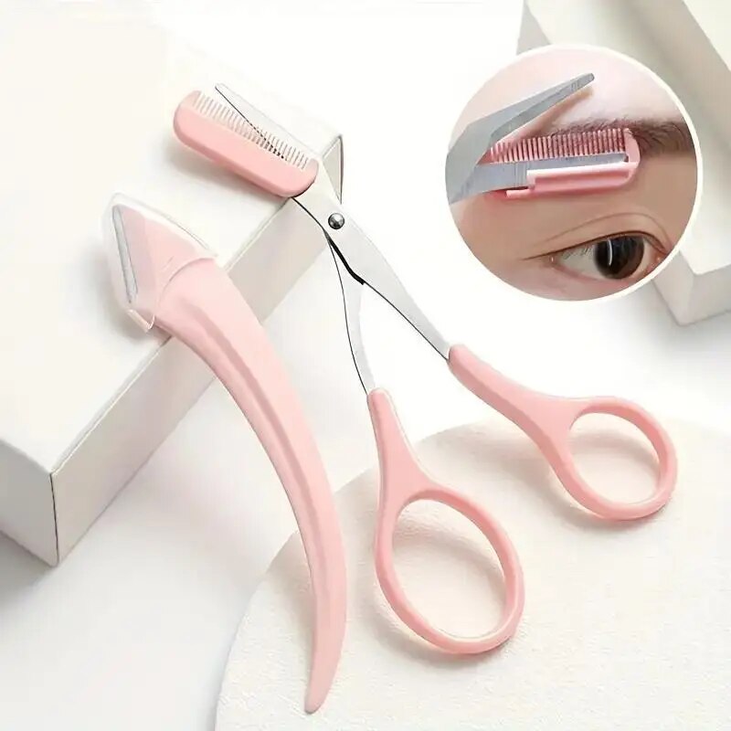 Juego de recortador de cejas con peine, perfecto para hombres y mujeres, adecuado para todo tipo de piel, maquinilla de afeitar y tijeras curvadas para EasyHair Remova