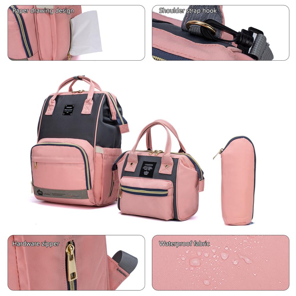 LEQUEEN – sac à dos à langer pour 3 personnes, sacoche de maternité, de voyage, multifonction, grande taille,