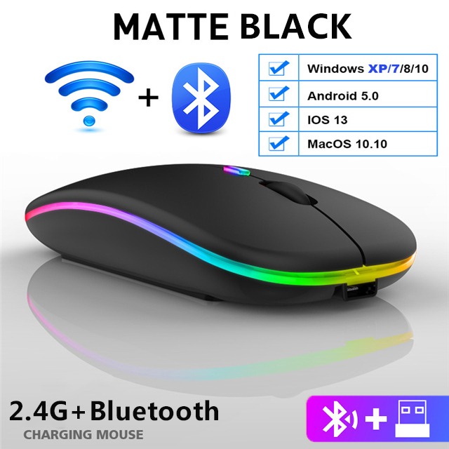 Bluetooth Mouse Silent Mause Wifi Mouse Rechargeable Wireless Mouse Ergonomic Mini Mouse USB Optical Mice For PC laptop Desktop: Bluetooth Black