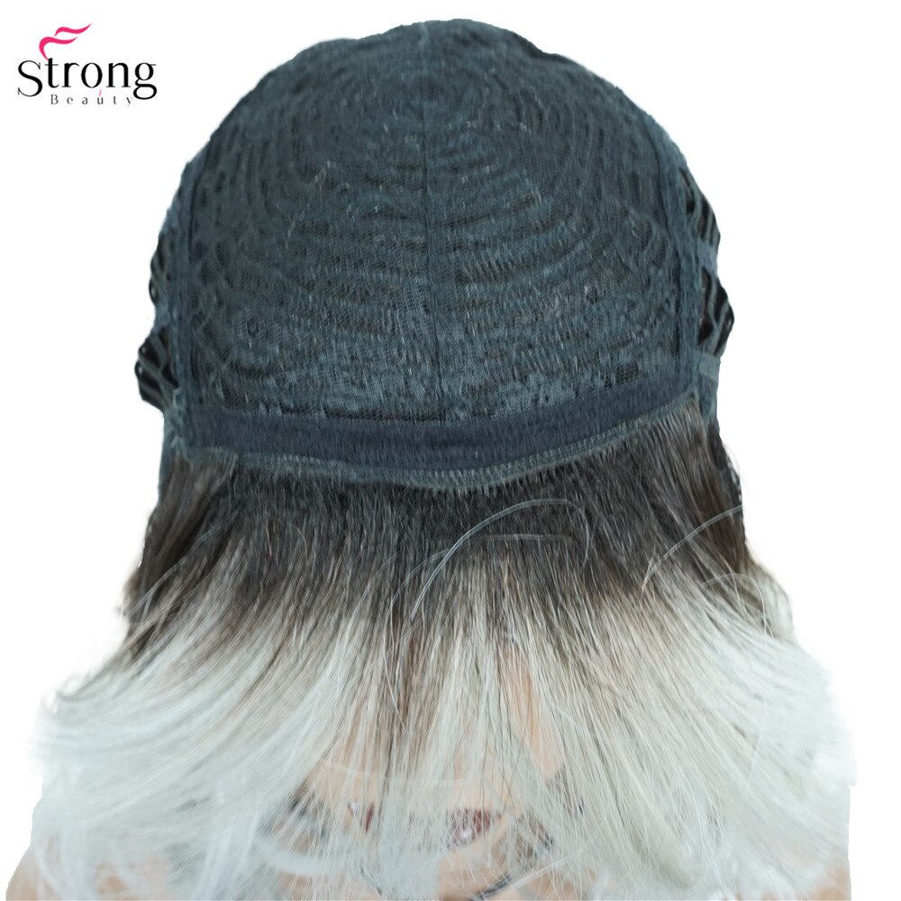 StrongBeauty Women's Medium length Curly Gray Wig Ombre Synthetic Wigs Hair