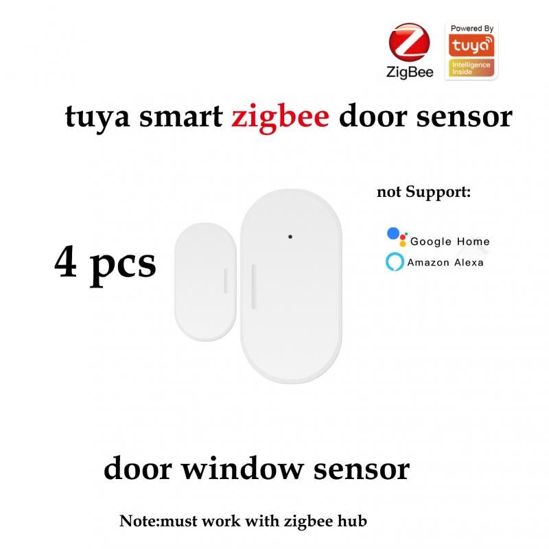 Draadloze Zigbee Deur Sensor Compatibel Alexa Google Tuya Smart Life Mini Smart Window Deur Sensor App Real Time Push alarm: 4 pieces zigbee