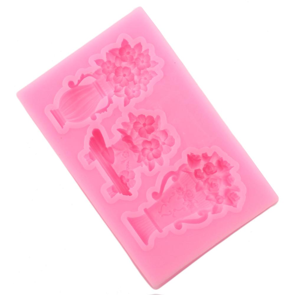 Sugarcraft Flower Silicone Mold Vase Cupcake Topper Fondant Cake Decorating Tools Candy Polymer Clay Chocolate Gumpaste Moulds
