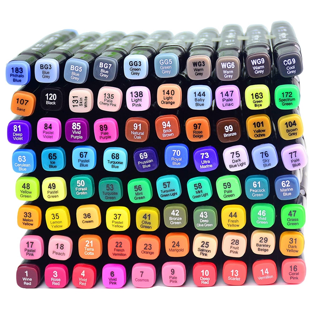 80 Kleuren Dual Tip Art Markers Met Beitel Punt Permanente Marker Voor Schilderen Pennen Studenten Schoolbenodigdheden