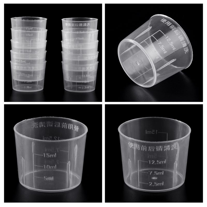 10Pcs 15Ml Clear Plastic Maatbeker Afgestudeerd Maatregel Beker Meten Geneeskunde S Voor Lab