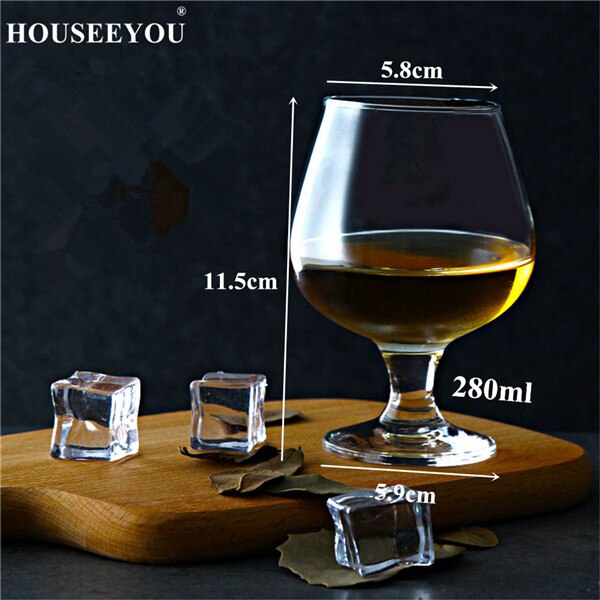 Houseeyou 2 st/lot brandy kort kopp kristall vinglas för bar cocktail korta ölglas dricka whisky snifters cigarrkoppar: 280ml 2 st