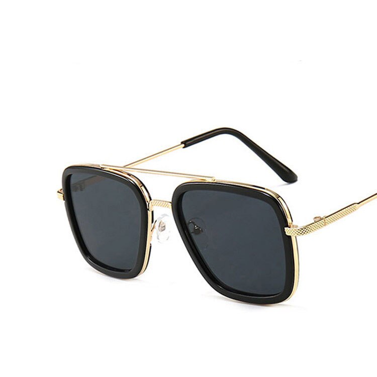 Stijl Iron Man Frame Baby 3-10 Jaar Jongens & Meisjes Zonnebril UV400 Cool Golden Metalen Bril vintage Oculos De Sol N469: Black