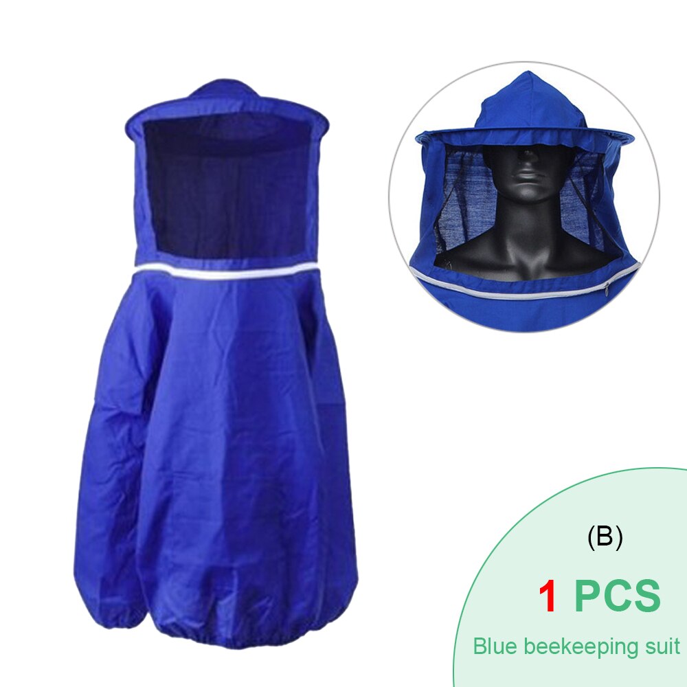 Bijenteelt Beschermende Jas Farm Kiel Pak Bijenteelt Mouw Hoed Equip Pak Houden Imker Kleding Sluier Ademend Jurk: B-blue
