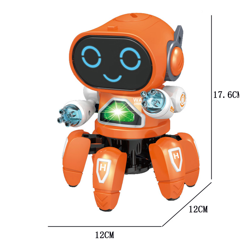 Danza Elettrico a Sei artiglio Piccolo 6 Robot con Le Luci di Musica Robot Giocattoli Educativi Per Bambini Di Natale Regalo Di Compleanno