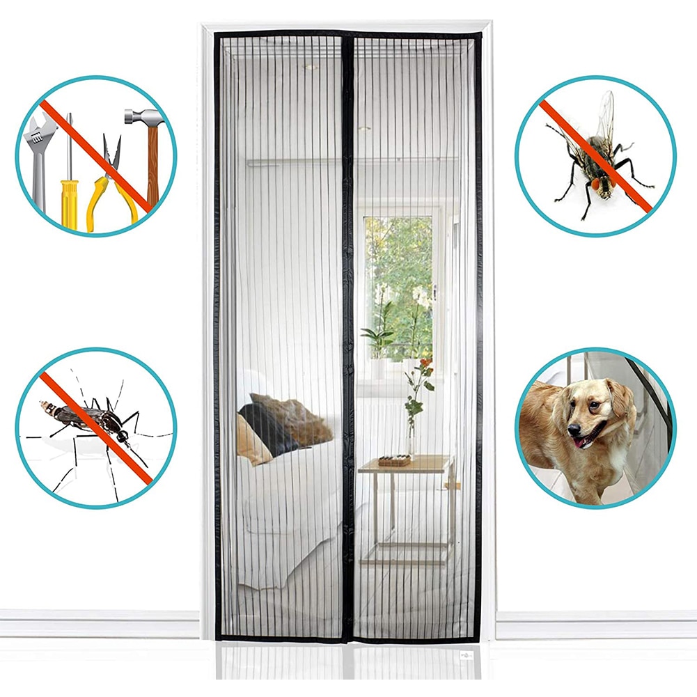 Magnetic Mesh Door Screen Magnetic Sliding Door Curtain Mosquito Net Balcony Door Sticker Anti Mosquito Insect Fly Bug Curtains