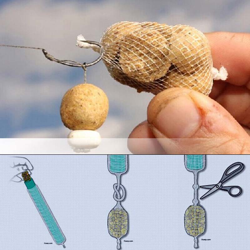 25/37 / 44mm PVA Fishing Mesh Soluble Narrow Fishing Network Water Soluble Mesh White Refill Stocking Bait Bag Protect Fish Net