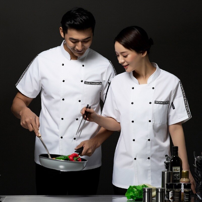 short-sleeved summer hotel kitchen work uniform after western restaurant chef uniform white work clothes men and women