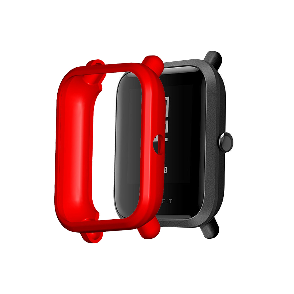 Funda protectora FIFATA de TPU para Xiaomi Huami Amazfit Bip S/Bip, funda a prueba de golpes para relojes inteligentes Amazfit Bip Lite 1S / 2: Rojo / For Amazfit Bip S