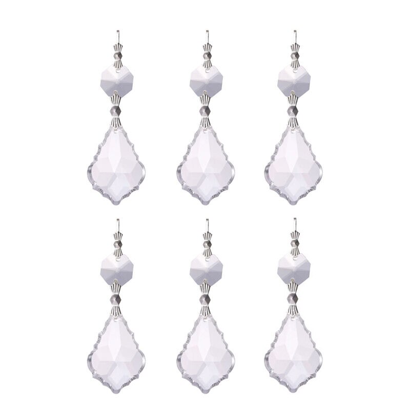 Camal 10Pcs Clear Kroonluchter Kristal Lamp Onderdelen Glas Prisma 38Mm Esdoornblad Opknoping Hanger Suncatcher Party Home Widowns diy