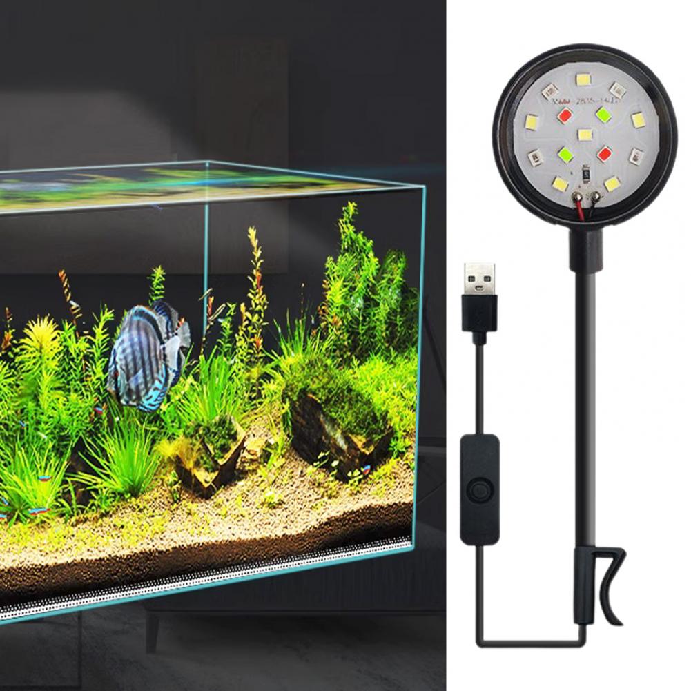 Luces para pecera, luz LED para acuario, 360 grados, ajustable, plástico, lámpara Universal impermeable para peceras con Clip de tubo