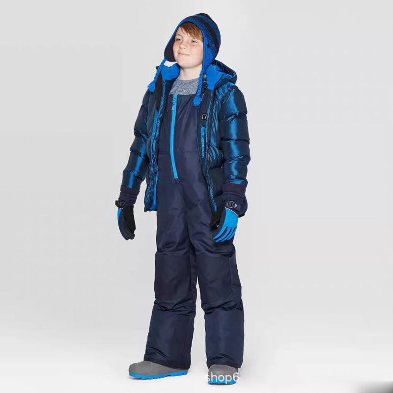 Pantalons de Ski pour enfants, salopette coupe-vent imperméable pour garçons, vêtements de Ski épais et chauds pour l&#39;extérieur