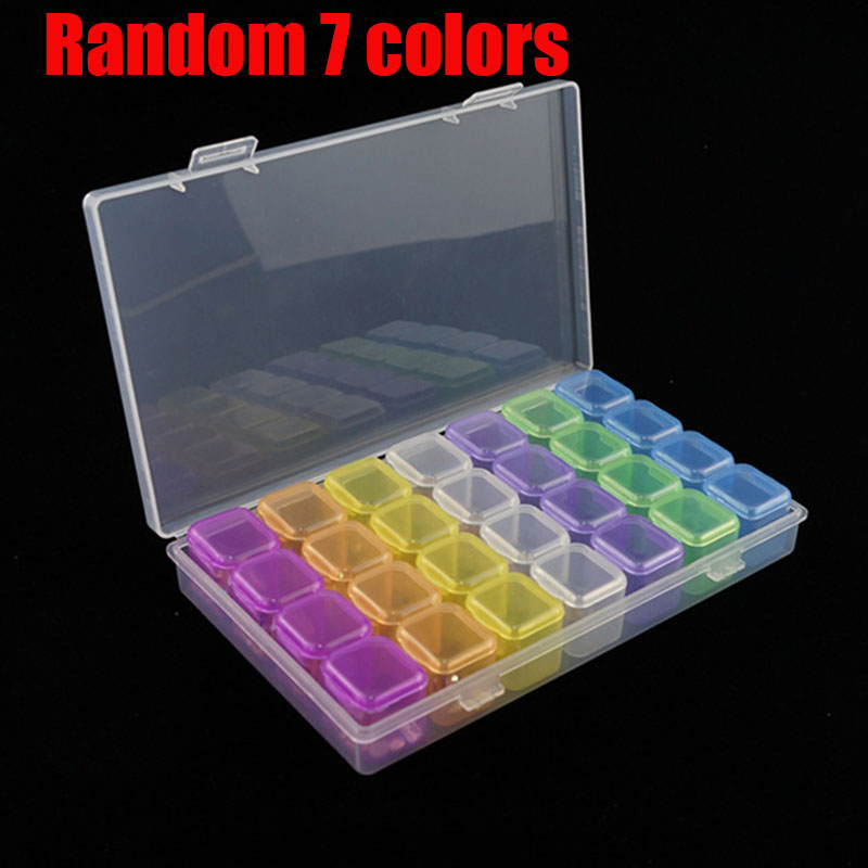 1PC 28/56Girds Clear Opbergdoos Vierkante Compartiment Organisatoren Plastic Opslag Kralen Sieraden Case Thuis Goederen Opslag container: green