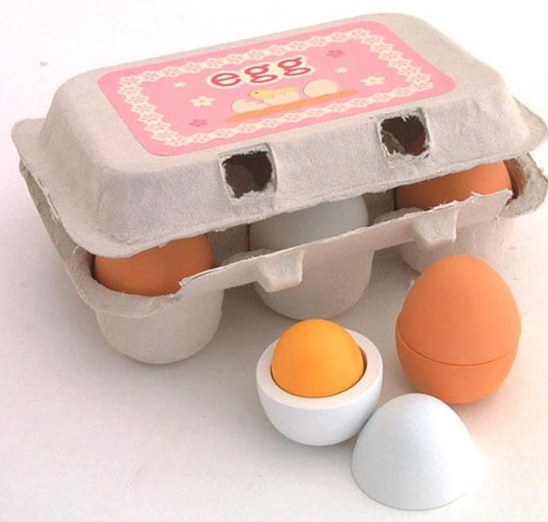 Arrivals 6 STUKS Eieren Yolk Pretend Play Keuken Eten Koken Kids Kinderen Baby Speelgoed Grappige Houten Gesimuleerde Eieren