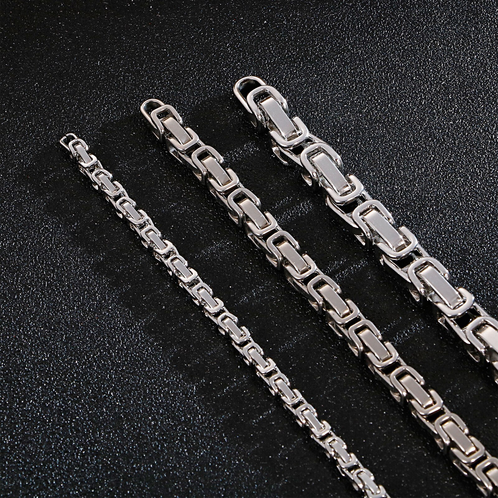 4/6/8 mm Kolye Long Chain Necklace Men Male Stainless Steel Byzantine Box Chain Gothic S Necklace Jewelry