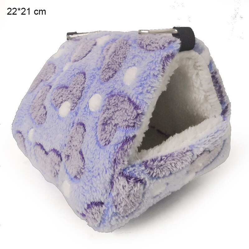 Cama de cobaya de lana suave para mascotas, nido de invierno para mascotas pequeñas, juguete para mascotas, jaula de hámster, casa, nido colgante productos de alfombrilla para perros: Purple Heart / 17X15CM