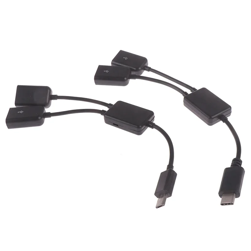 Micro usb / typ c  to 2 otg dual port hub kabel y splitter för surfplatta android mus tangentbord micro-usb typ-c adapter omvandlare