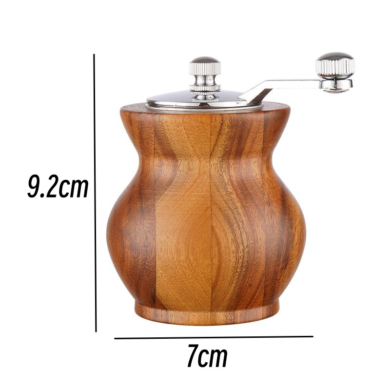 Hand-crank Pepper Grinder,Ceramic Core,Vase/Wine Jar/Sphere Style Spice Pepper Mill,Multi-purpose Salt Shakers,Wooden,BBQ Mill: light green