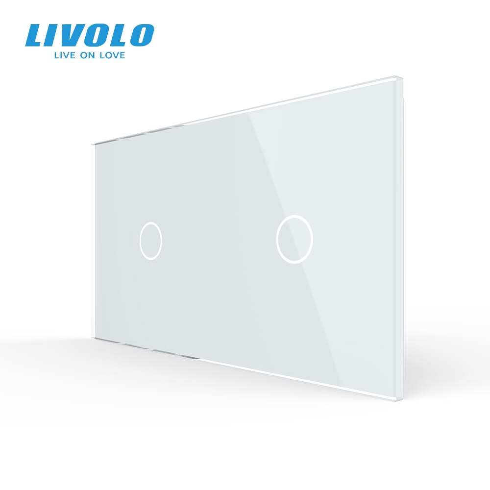 Livolo luksus hvitt perlekrystallglass , 151mm*80mm,  eu standard, dobbelt glasspanel, vl -c7-c1/c1-11 (4 farger)