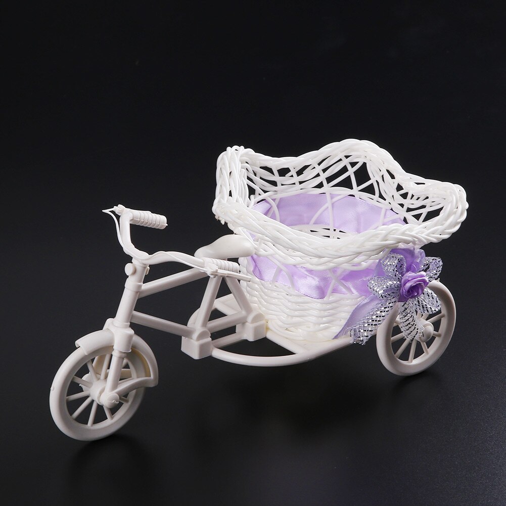 Moderne rattan trehjulet cykel kurv have bryllupsfest kontor bord vase opbevaring boligindretning soveværelse vase blomsterdekorationsværktøj: 3