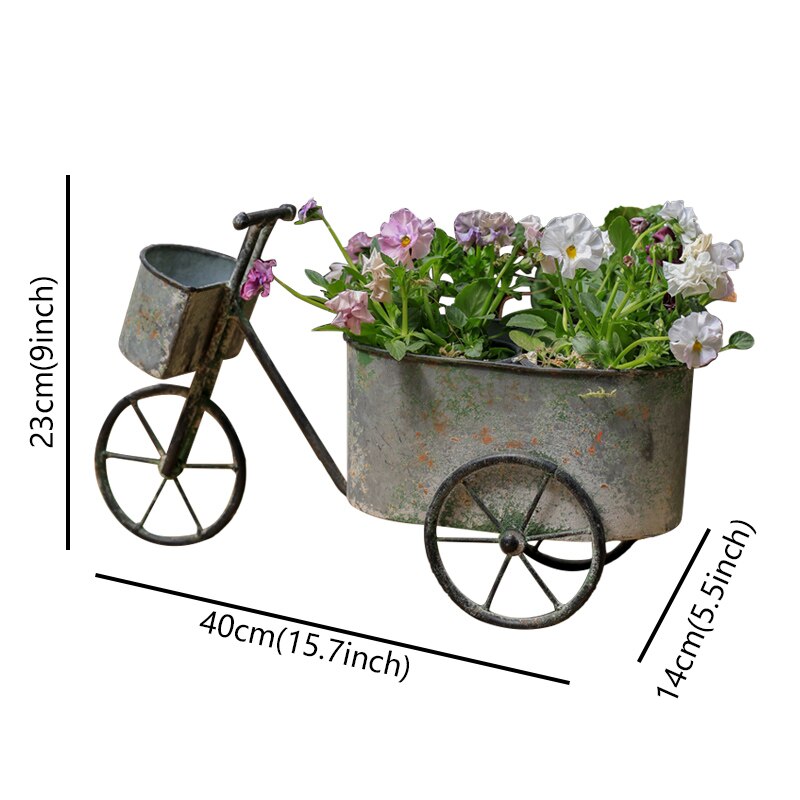 Metalen Bloempot Fiets Stand Bloemstuk Container Retro Stijl Outdoor Tuin Versieren Home Art Decoratie