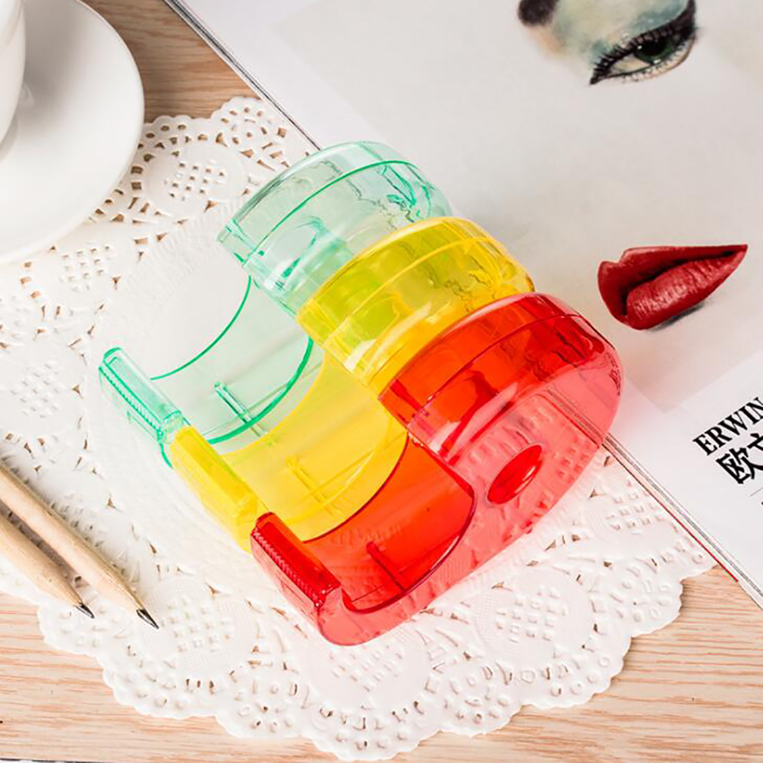 1pc gennemsigtige tape cutter holder plastik japansk papir klæbende tape dispenser bærbar tape rulle papirvarer lille skærer