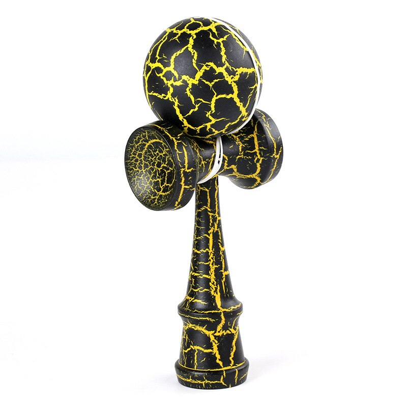 Bolas de madera para deportes al aire libre, colorido de grietas de madera de haya para niños y adultos, pelota para deportes al aire libre: Black yellow